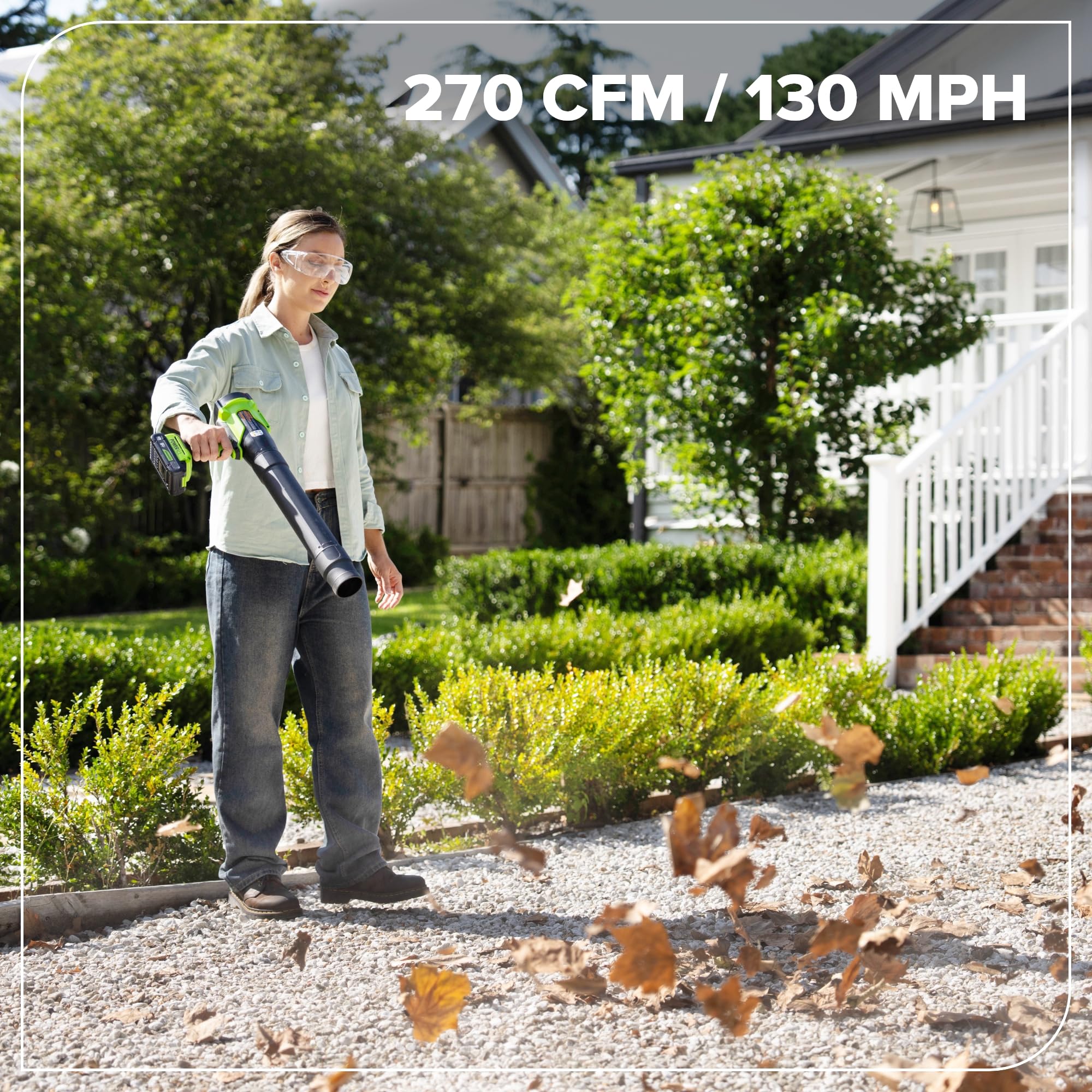 Greenworks 24V Soffiatore a Batteria con 4Ah & Caricatore 65W PD, 209km/h 7,65m³/min Potente da Giardino & Auto, Leggero, Velocità Variabile BL1002HA1