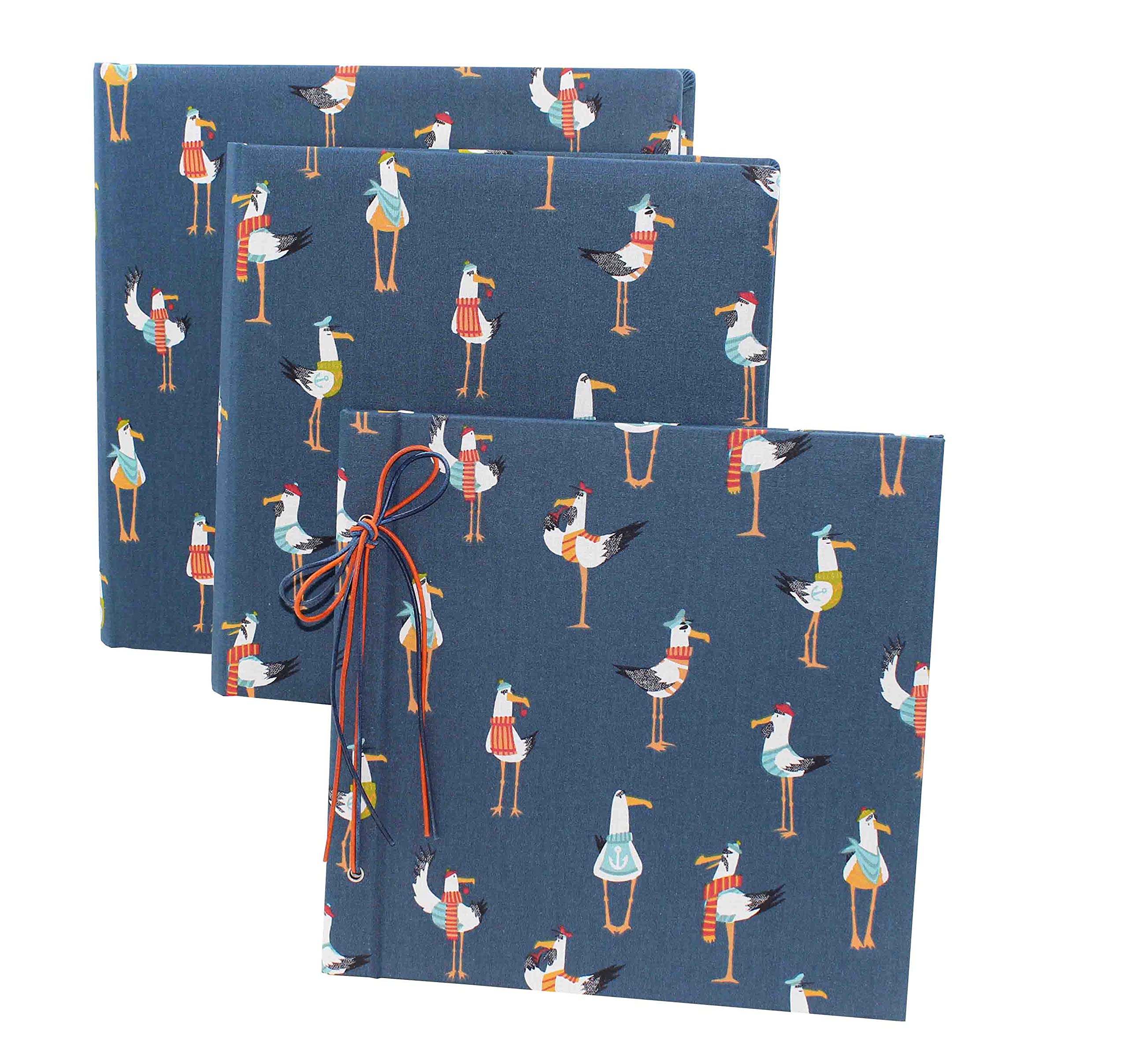 Álbum de fotos infantil con cubierta de tela de algodón azul, gran formato.