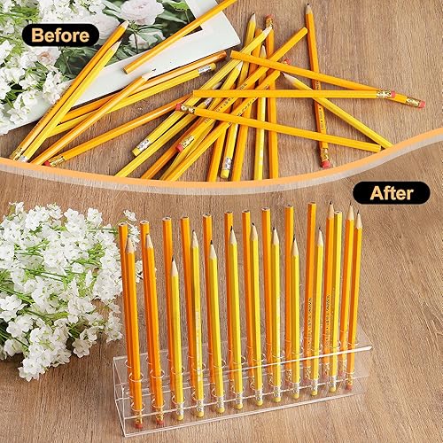 Miniatura 3 de Soporte acrílico para bolígrafo, soporte para bolígrafo transparente con 24 ranuras, soporte para lápices para cejas, soporte para brochas de arte,