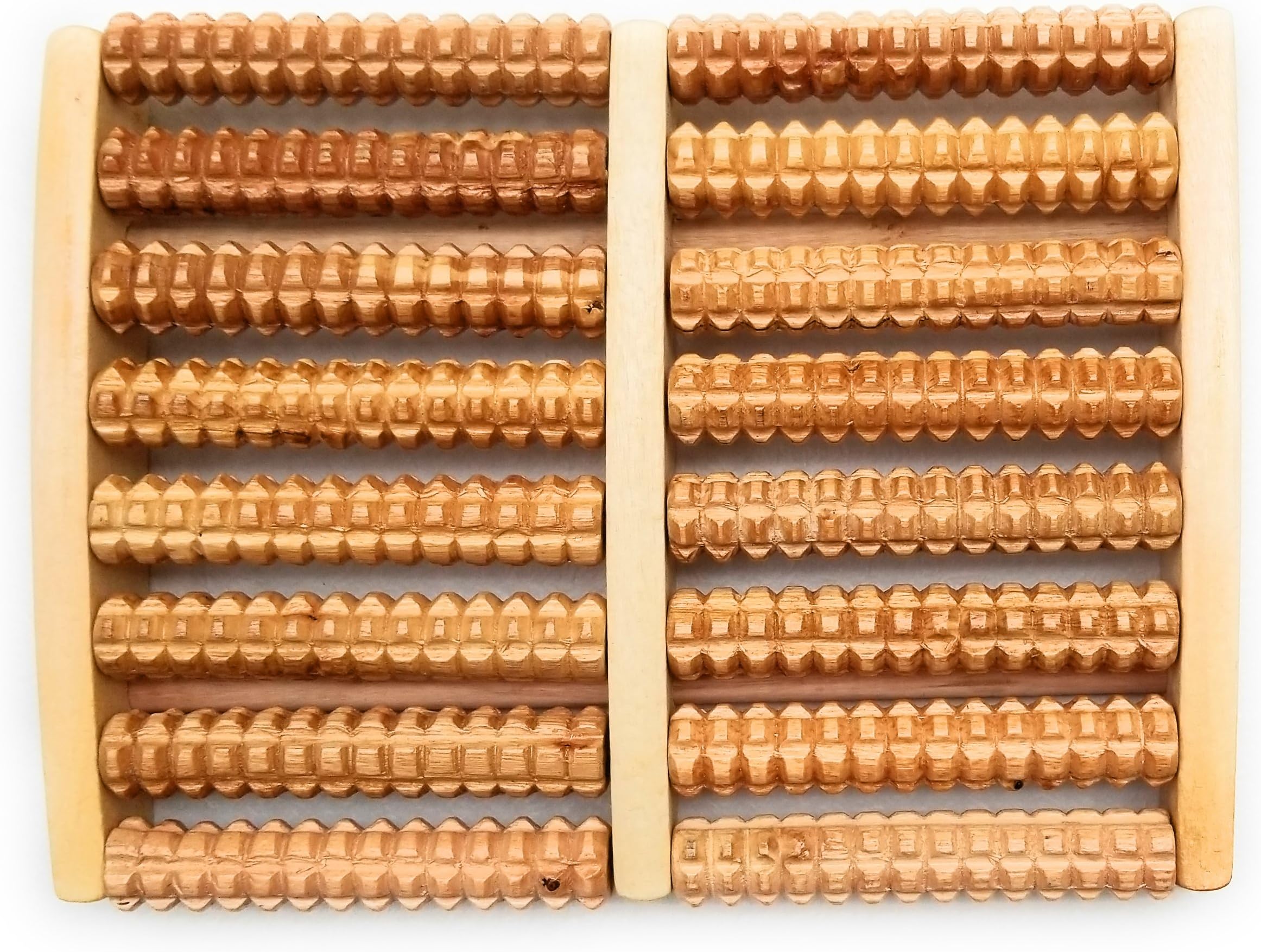 Dual Foot 8 Wooden Foot Massager Roller by The Foot Fixer- to Relieve Plantar Fasciitis- Heel/Foot Pain- Stress-Wooden Acupressure & Reflexology Tool