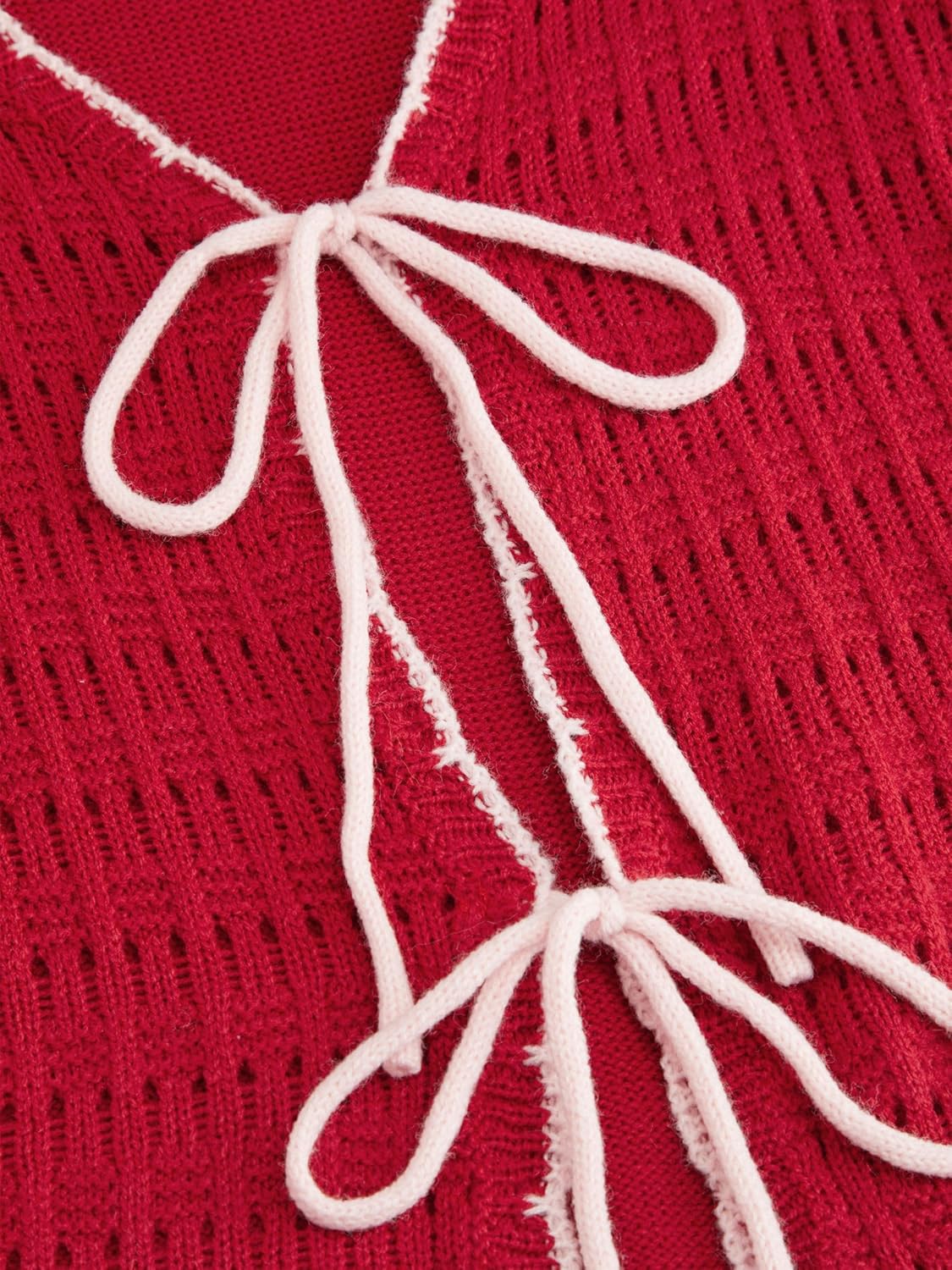 CIDER Womens Crochet Knit Vest Sleeveless Sweater Color Block Trim Tops Summer Casual Vacation Tank Tops - Image 6