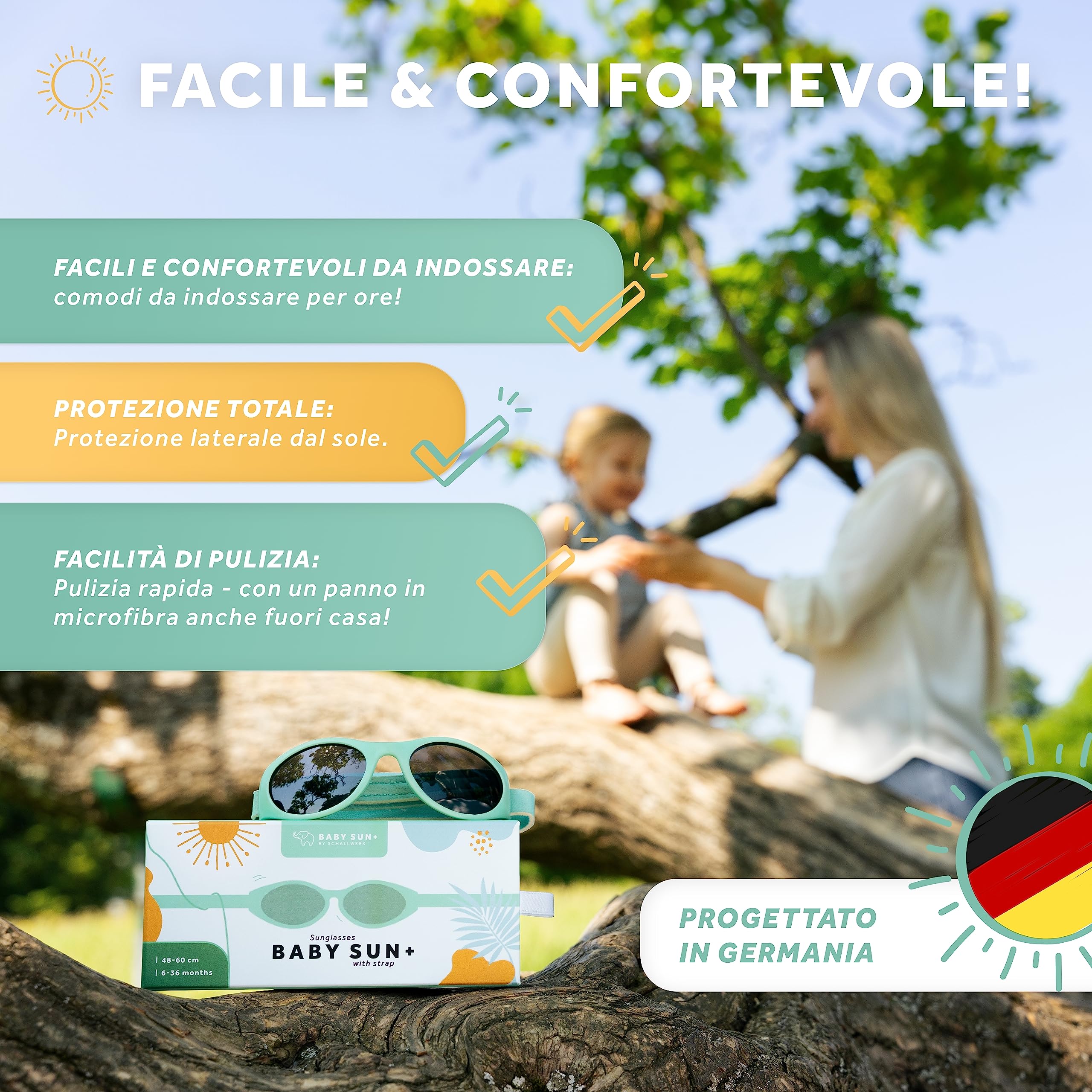 Schallwerk ® Baby Sun+ | Occhiali da Sole per Bambini da 6-36 Mesi - Occhiali per Neonati e Bambini Piccoli