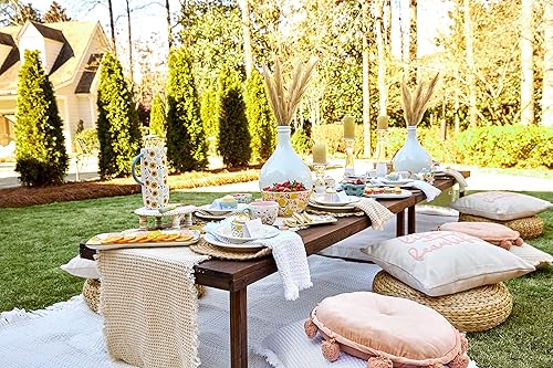 Miniatura 10 de Mud Pie Almohada redonda de terciopelo, 1 unidad (paquete de 1), azul