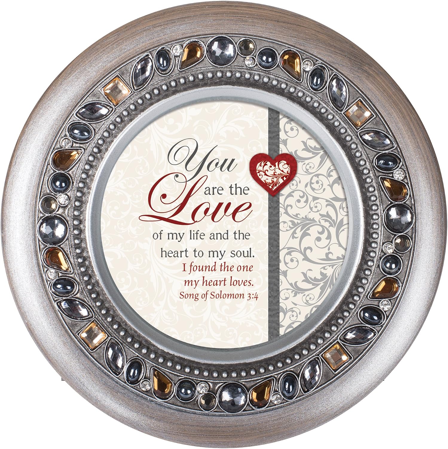 Love Life Brushed Silvertone Jewelry Music Box Plays How Great Thou Art image 2