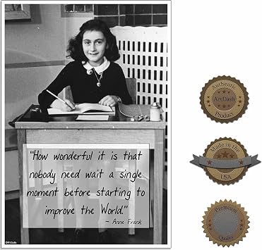 Inspirational Poster Print for Classroom, Home, or Office ANNE FRANK Premium Pro Luster Art Photo Paper, 13"19"