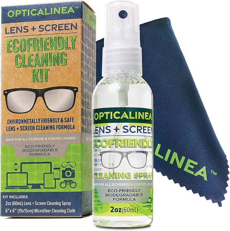 ECOFRIENDLY Lens and Screen Cleaning Spray l Alcohol-Free Lens Cleaner for Eyeglasses, Sunglasses, Goggles, Screens, Optical Lenses, Industrial Eyewear and Shields (2oz Kit)