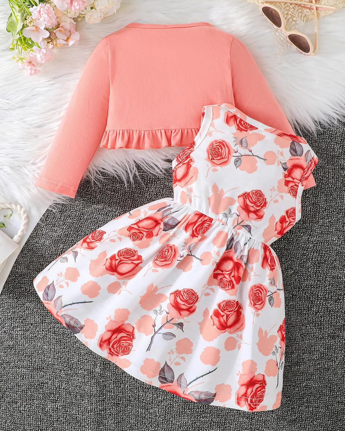 Rosibel Toddler Baby Girls Dress and Cotton Cardigan Set for 6M-3T Spring Autumn Clothes Outfits - Image 3