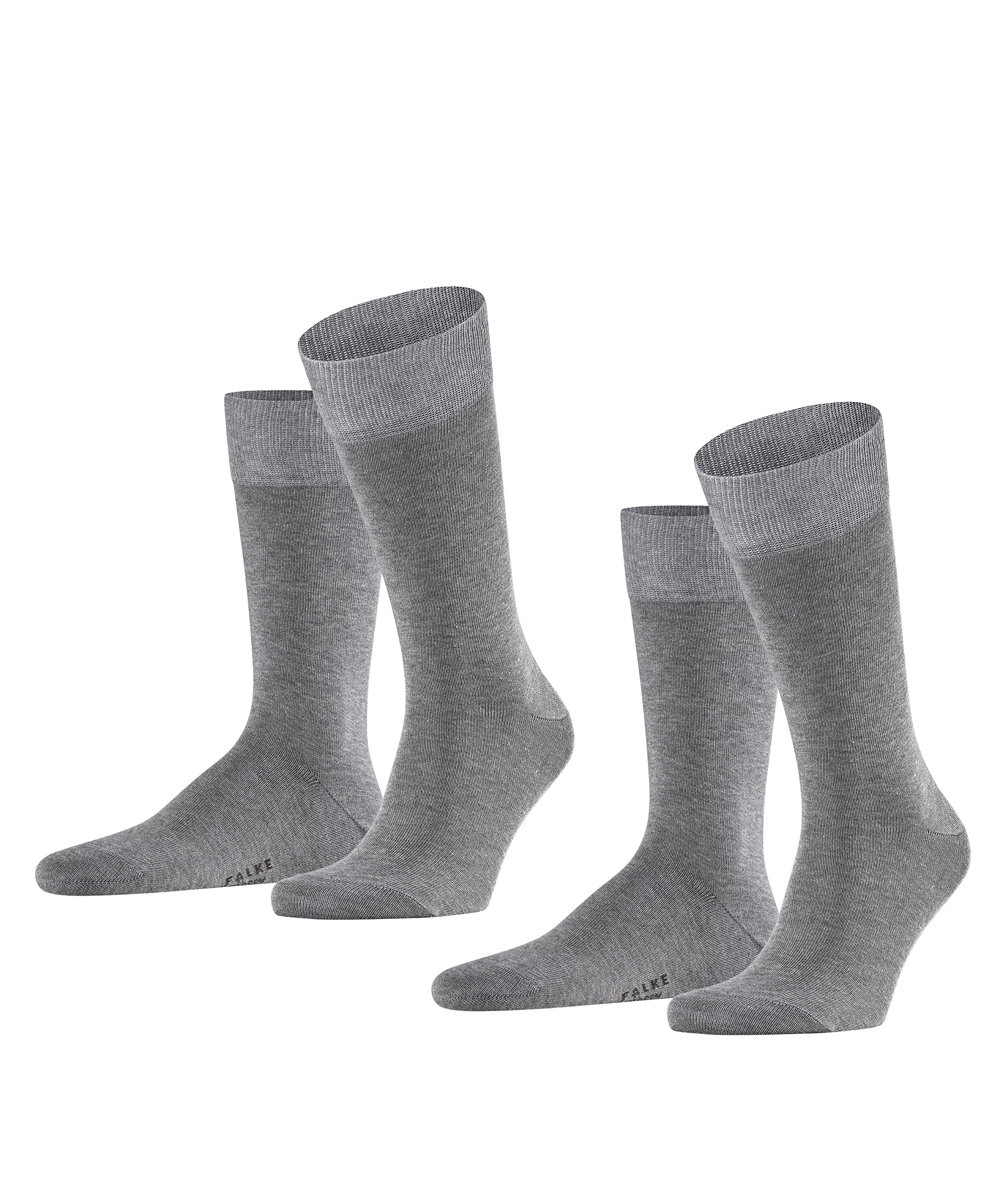 FALKE Herren Socken Happy Double Pack M So Baumwolle einfarbig 2 Paar, Grau Light Grey Melange 3390, 47-50
