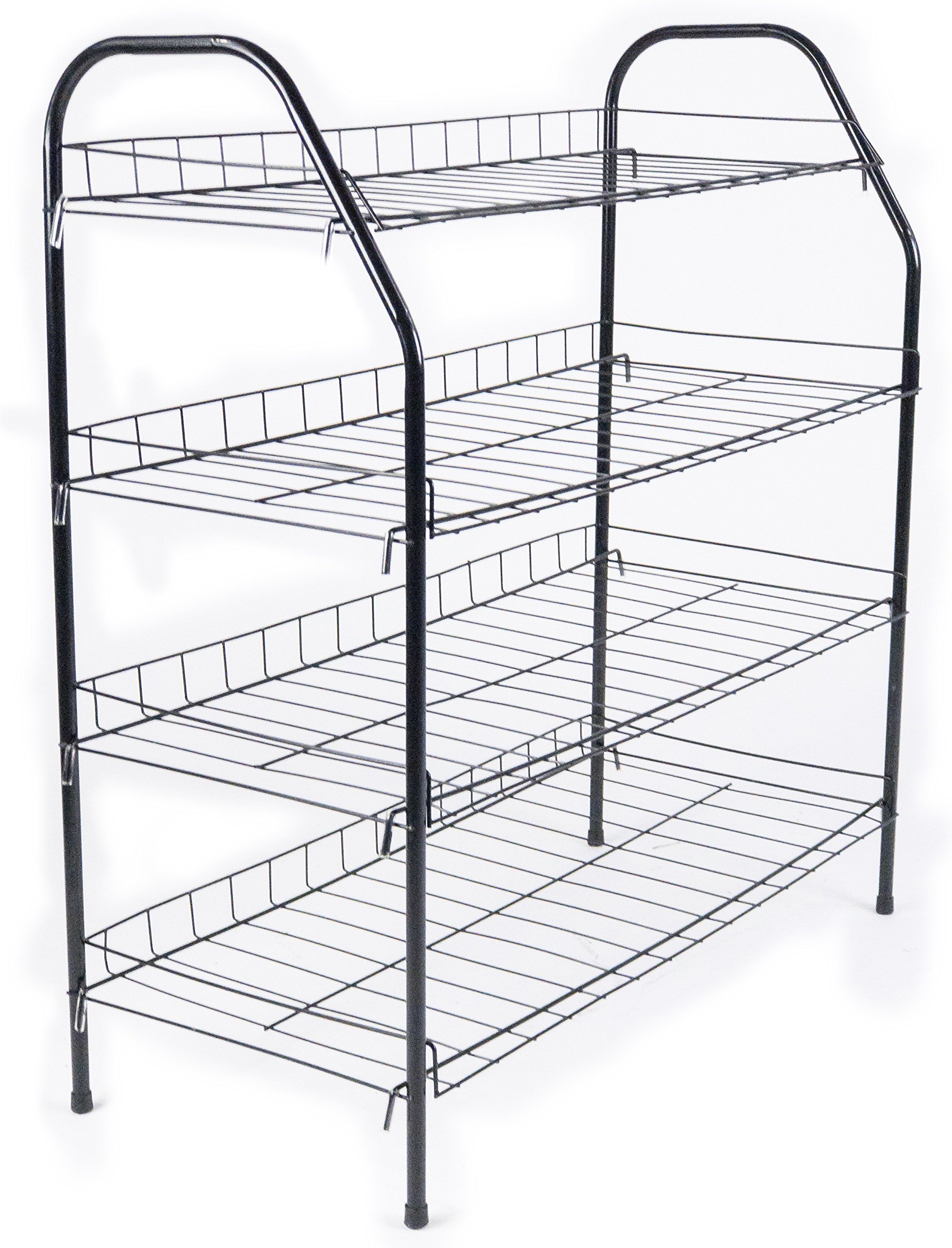 ATHome Entryway 4 Tier Shoe Shelf Storage Organizer - Super Space Saving Stackable Metal Shoe Rack Tower for Closet, Cabinet, & Entryway, Black