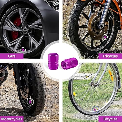 Miniatura 6 de Kewucn 8 tapas para vástago de válvula de neumático de automóvil, tapas de aire de aleación de aluminio con anillo de goma, resistentes a la