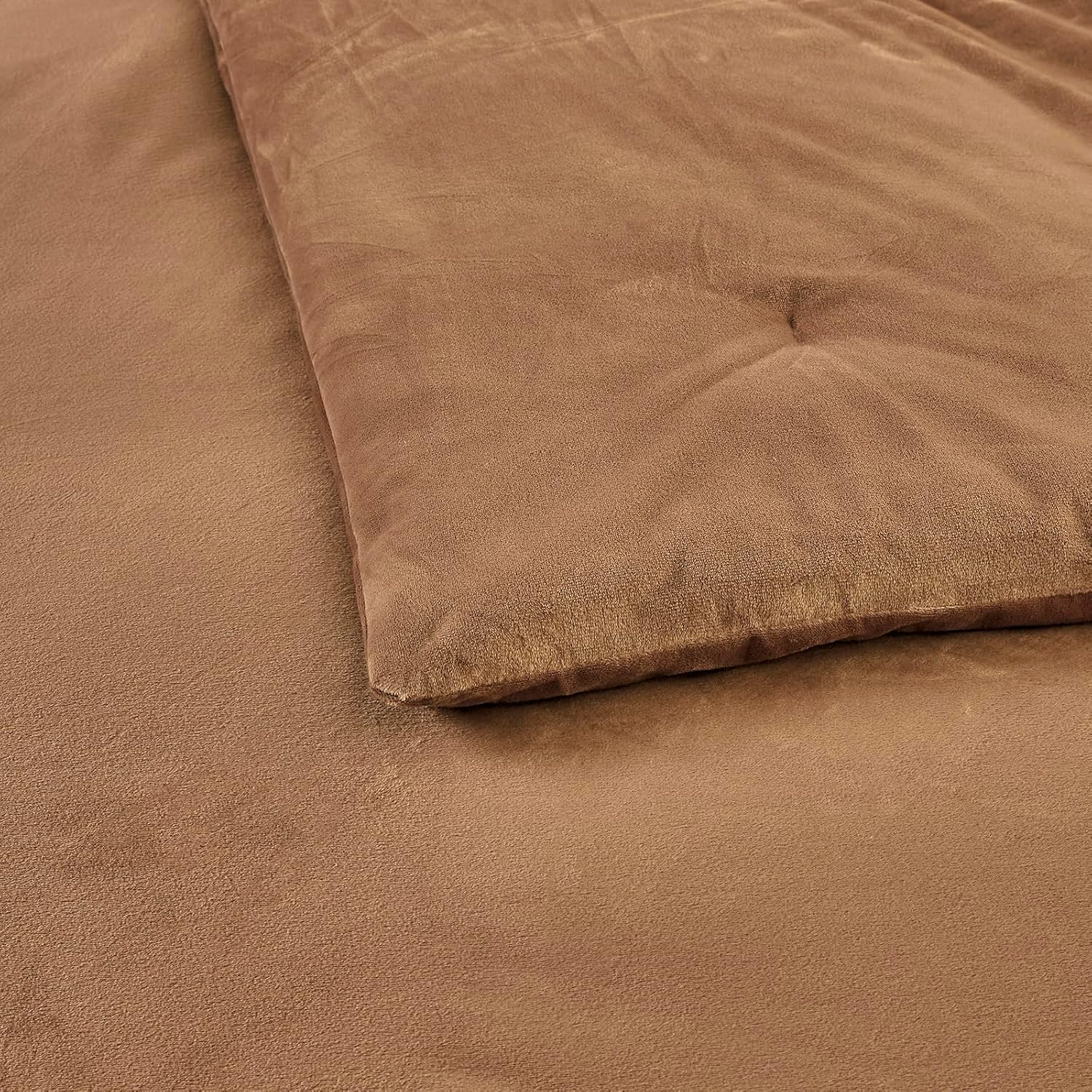 Luxury Fluffy Velvet Comforter Set, 3 Pieces Reversible Comforter Queen Size with 2 Pillow Shams,Velvet Front and Back, All Season Cozy, Soft, Warm, Middle Weight (Caramel Gold, Queen)