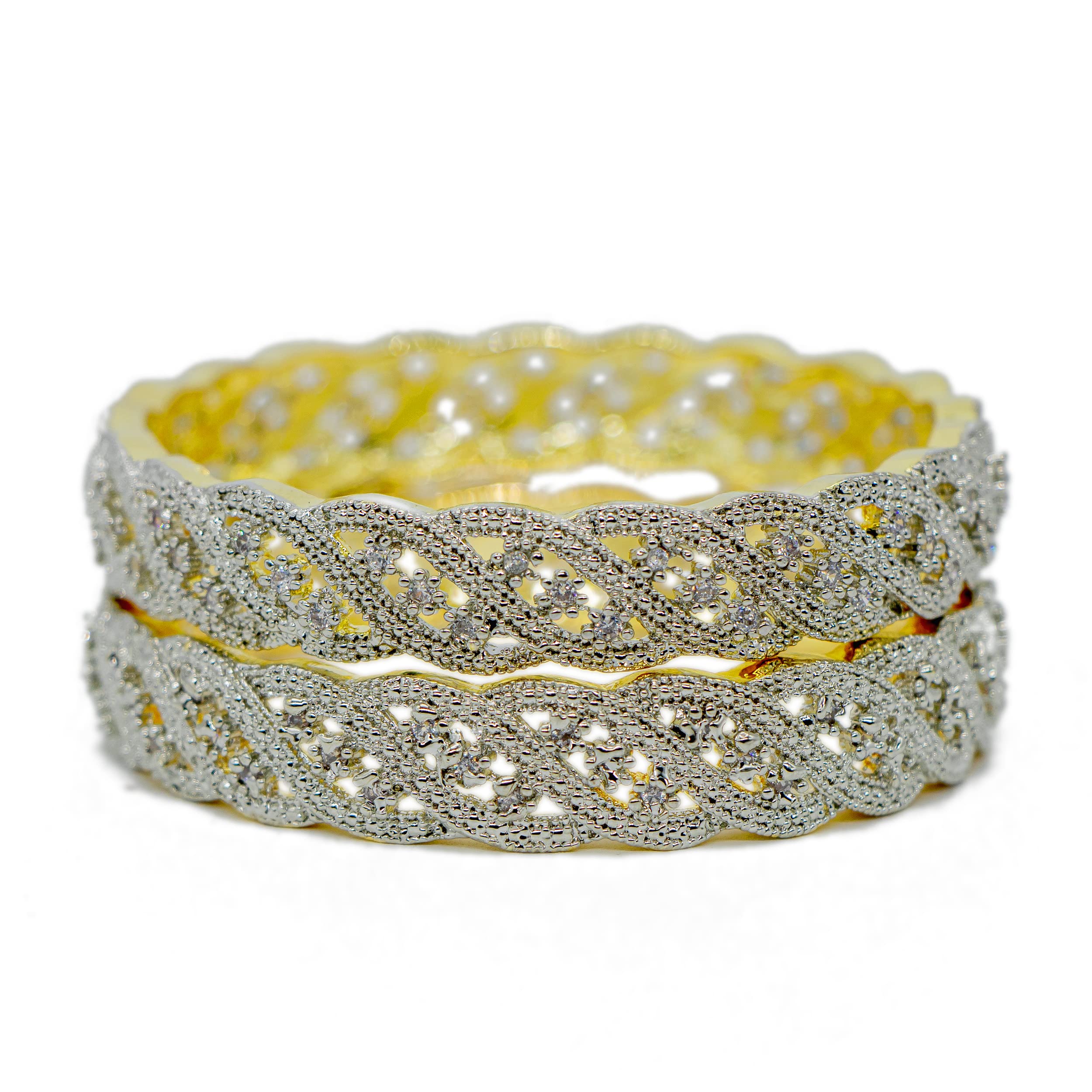 MANIKYA American Diamond Gold Plated Kada Bangles Set with Cubic Zirconia Stones For Women and Girls. (AD_C_123_2.6) (B08XWH8NG6) Amazon Price History, Amazon Price Tracker