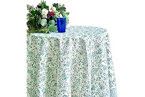 ATOSII Aster Blue 100% Cotton 90" Round Tablecloth