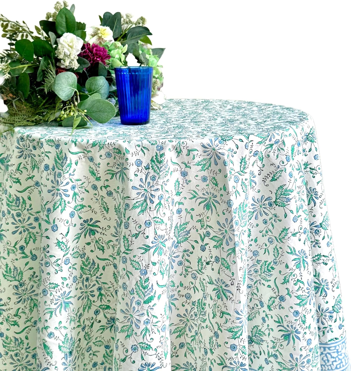 ATOSII Amalfi 100% Cotton Boho Rectangle Fall Tablecloth, Handblock Print Table Cloth for Kitchen I Dining Table Linen Fall Décor I Parties Wedding Outdoor Christmas Thanksgiving I 60 X 108 Inches