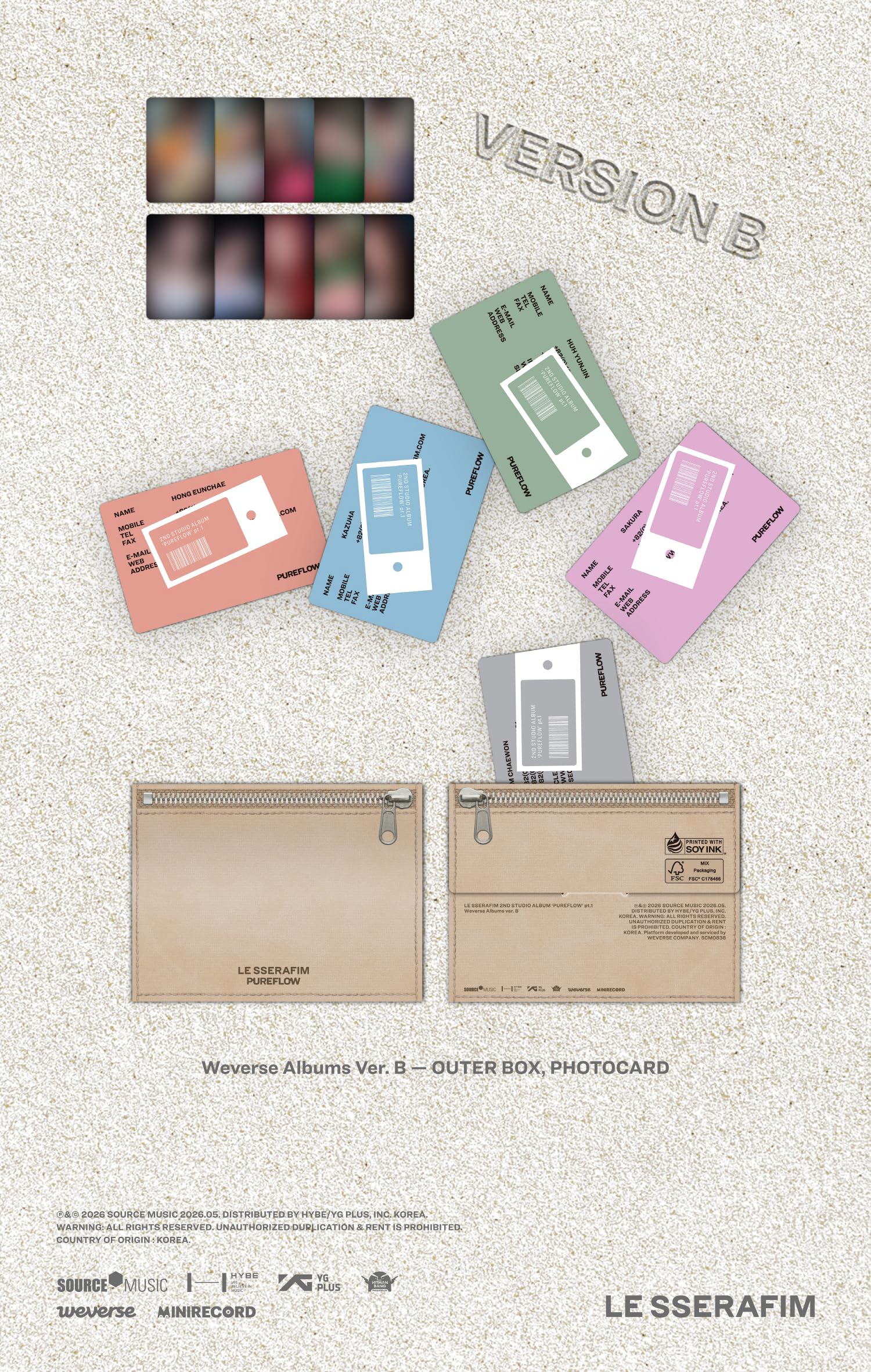 Amazon.com: (Weverse Albums B Version) LE SSERAFIM PUREFLOW pt.1