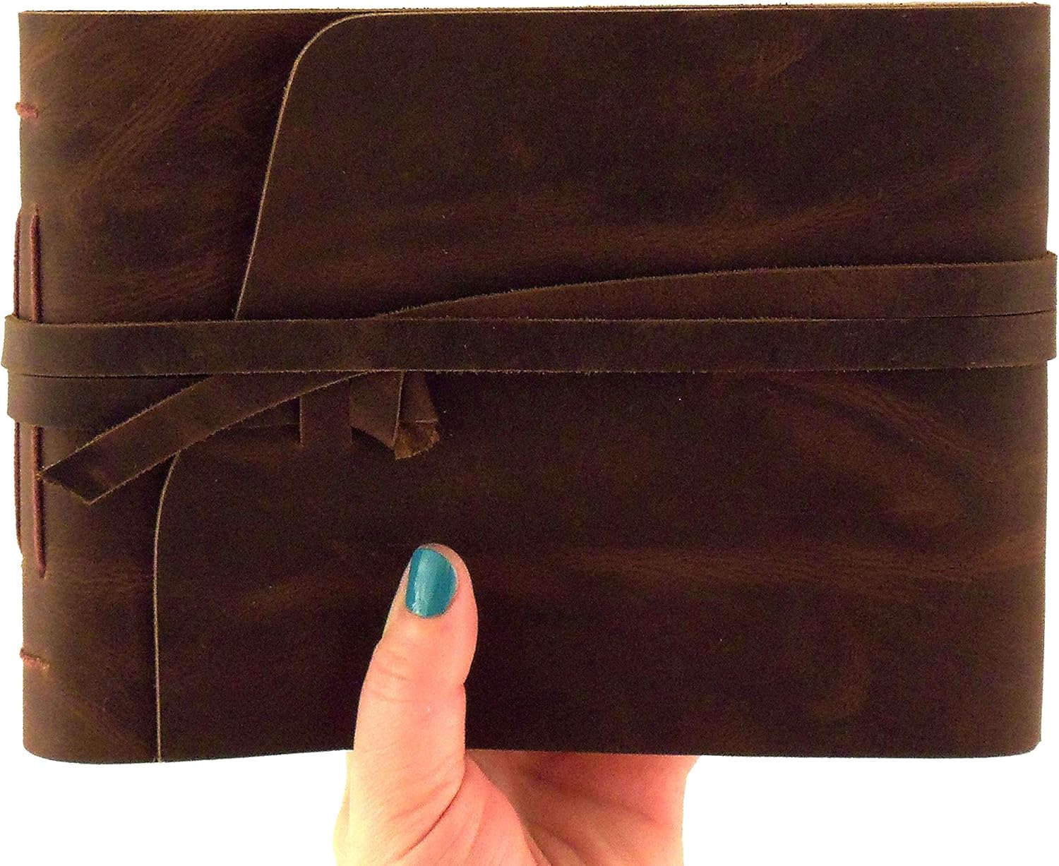 Rustic Genuine Leather Scrapbook Photo Album with Gift Box - Scrapbook Style Pages - Holds 100 4x6 or 5x7 Photos - Memory Book - Image 4