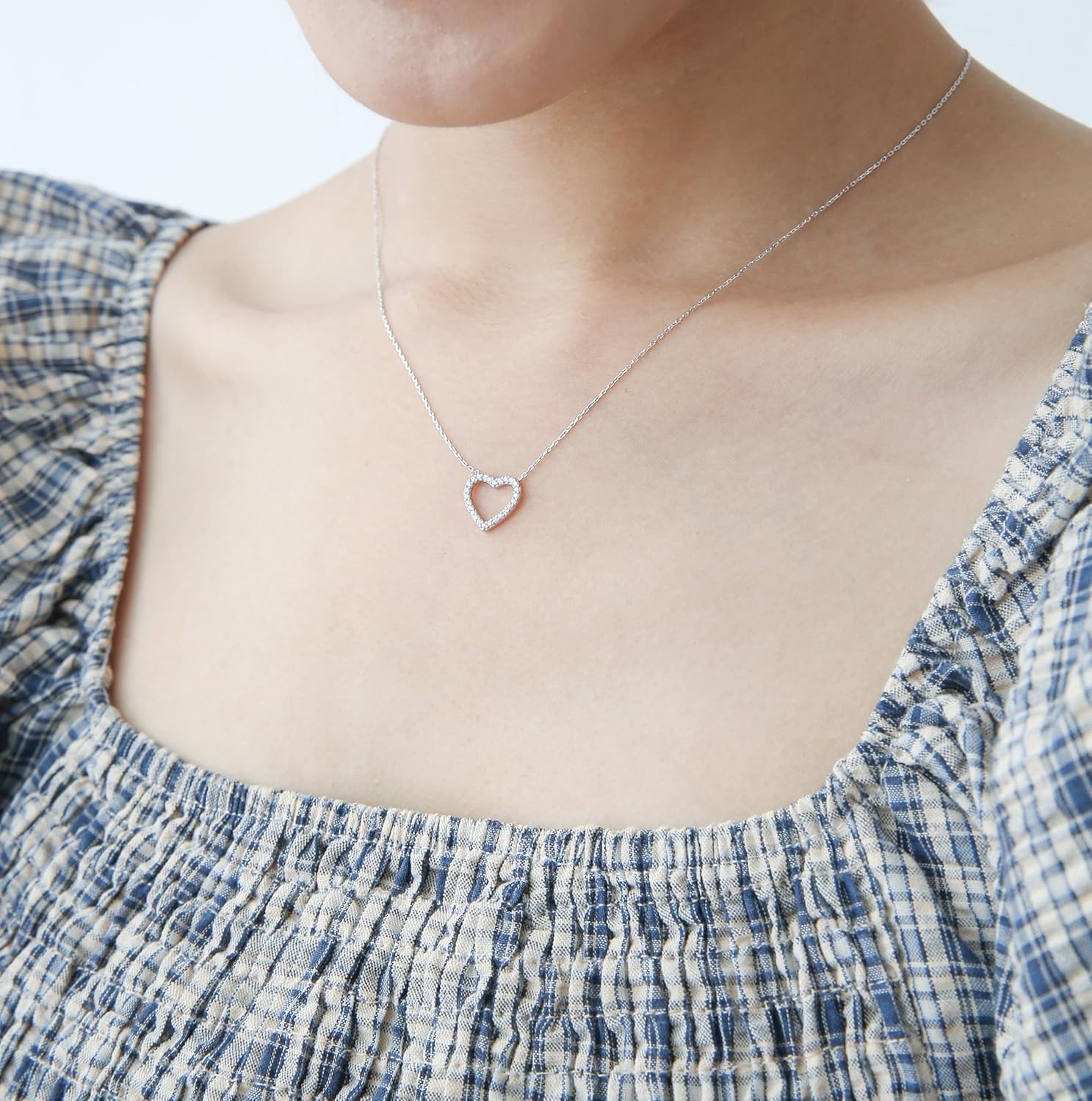 Heart Pendant Necklace | 925 Sterling Silver Rhodium Plated | Cubic Zirconia | Romantic Gift for Her - Image 3