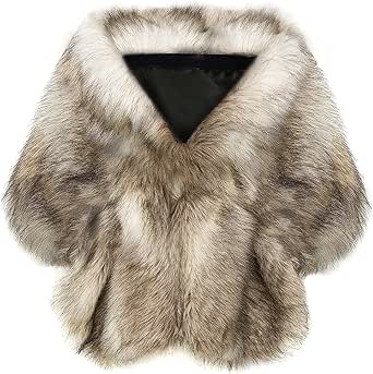BABEYOND Women's Faux Fur Collar Shawl Wrap for Winter