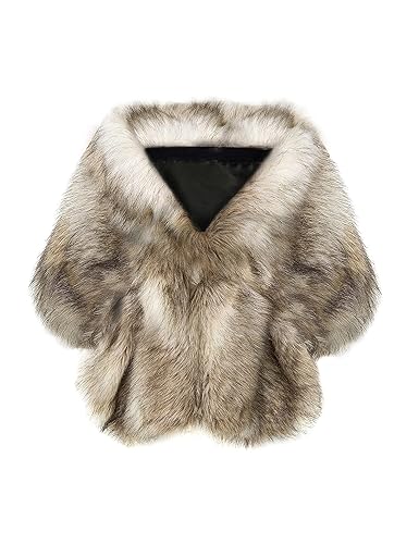 BABEYOND Womens Faux Fur Collar Shawl Faux Fur Scarf Wrap