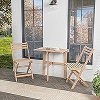 Vista 2 de JONATHAN Y DNG2003A-3SET Nerja - Juego de 3 piezas de madera de acacia plegable para exteriores, moderno, tradicional, de mediados de siglo