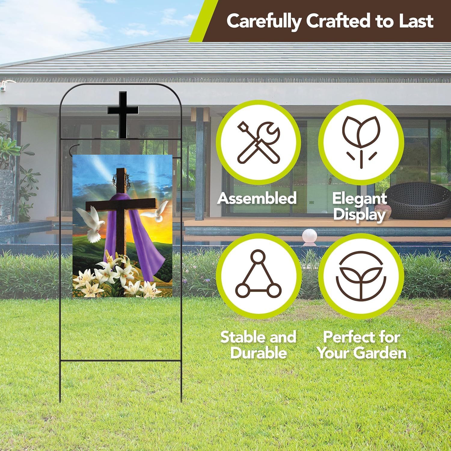 Briarwood Lane Wrought Iron Cross Garden Flag Arbor