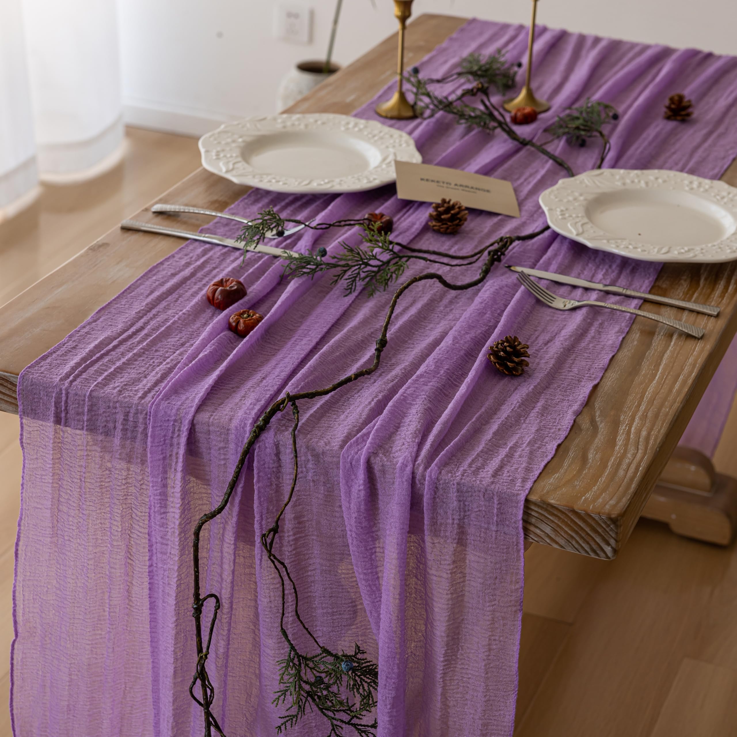 10Pcs Lilac Cheesecloth Table Runner 120 Inches for Party Home Decor