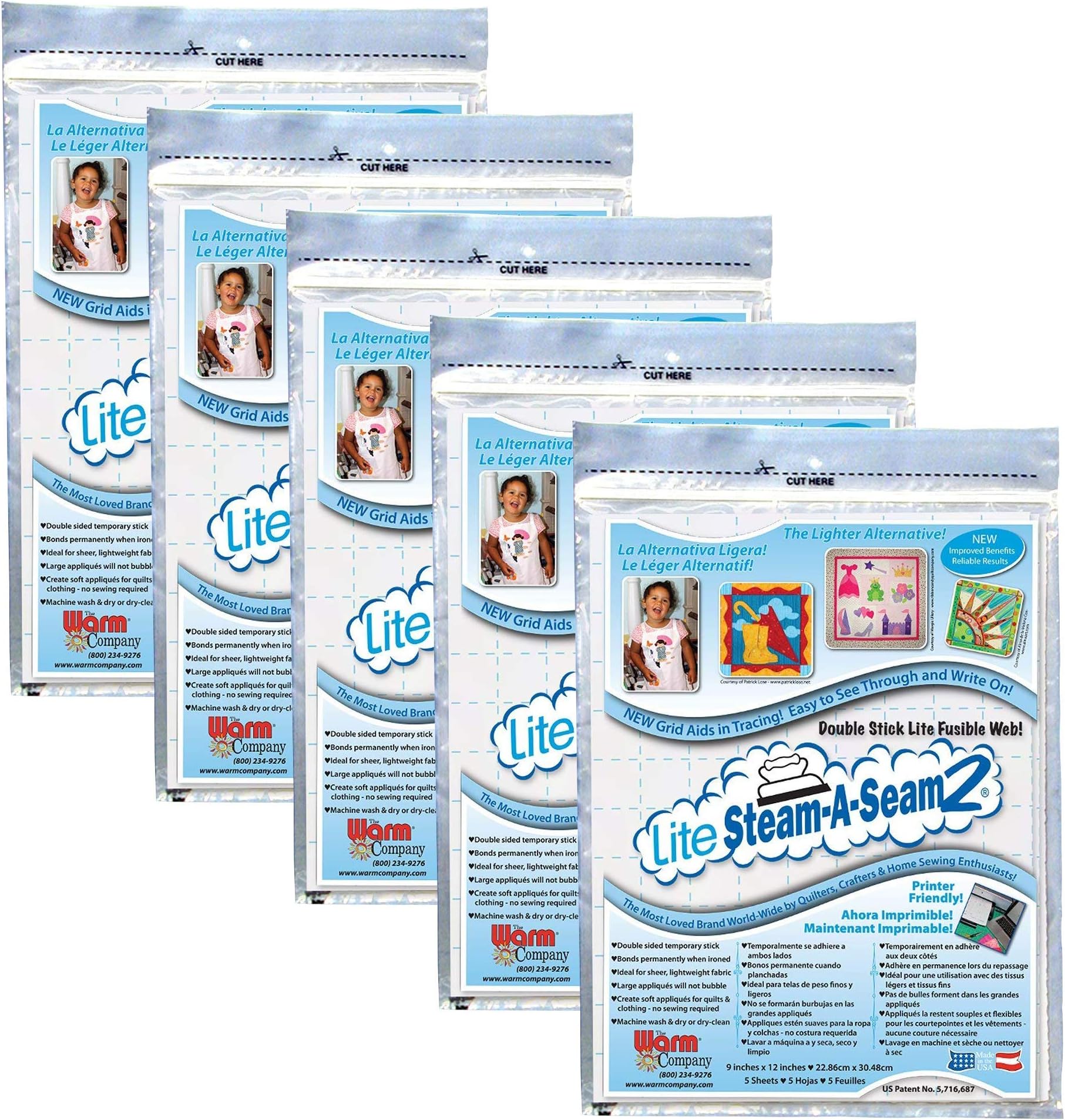 Warm Company Steam-A-Seam Bulk Buy: (5-Pack) Lite Steam A Seam 2 Double Stick Fusible Web 9in. x 12in. Sheets 5/Pkg