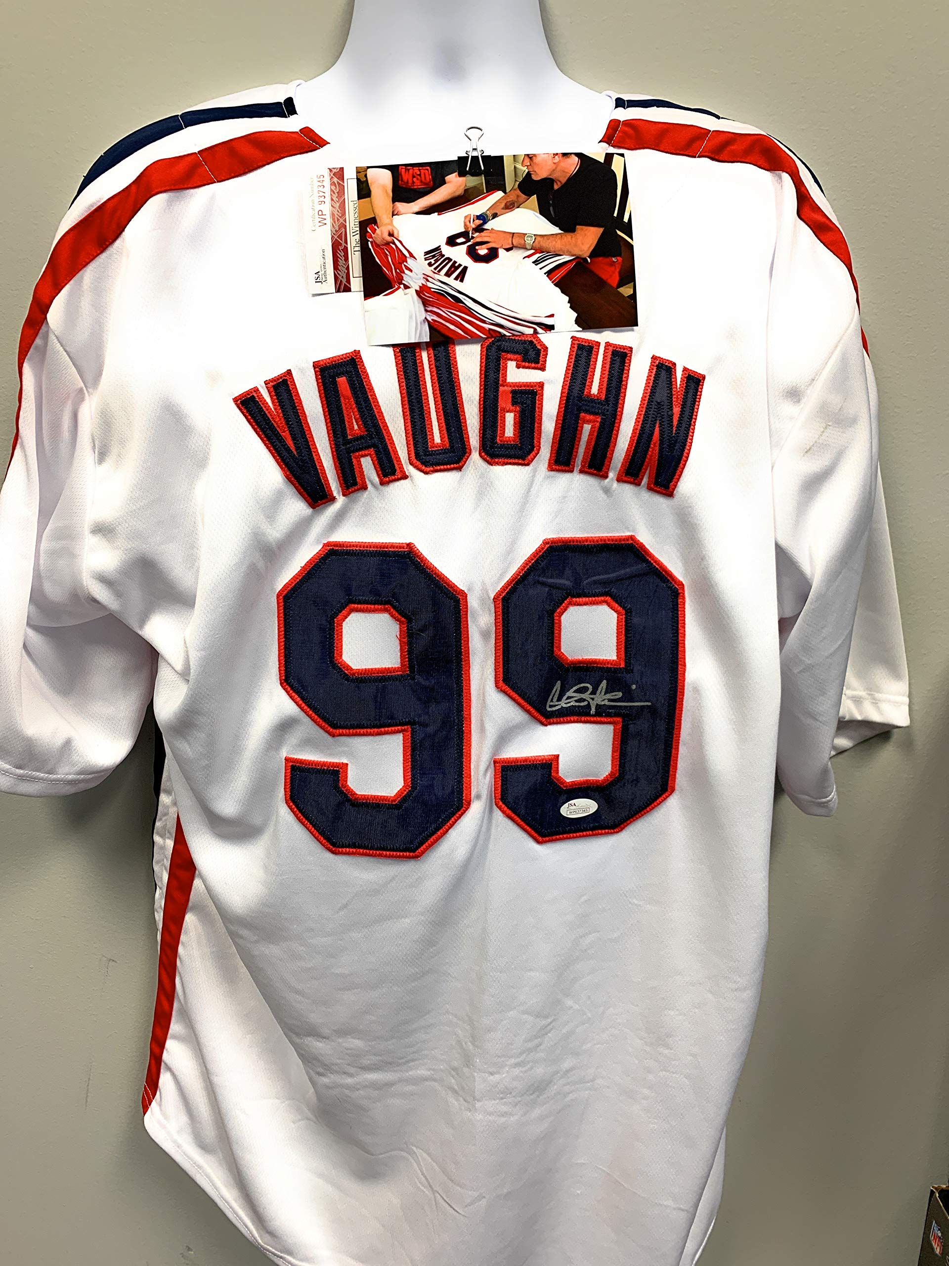 Mister MancaveCharlie Sheen Ricky Vaughn Cleveland Indians Signed Autograph Major League The Movie Jersey JSA Witnessed Certified