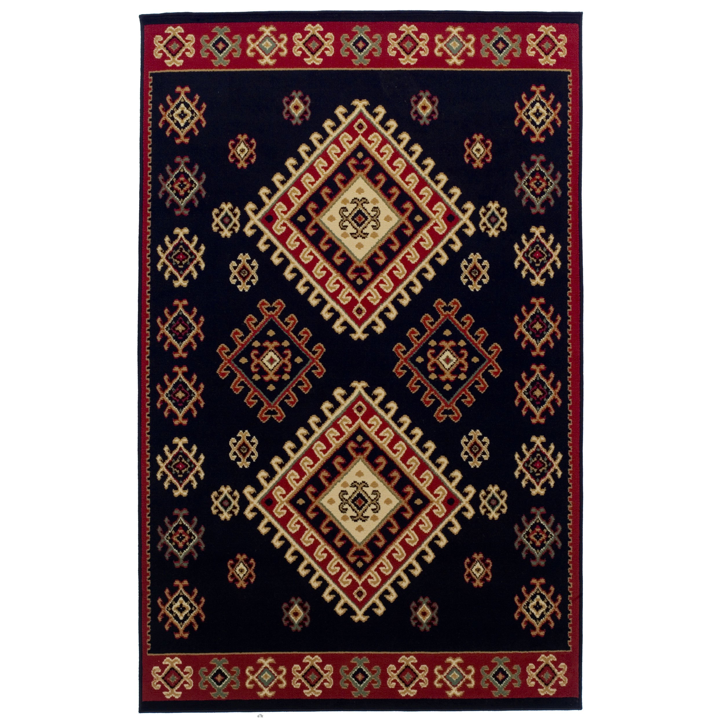 Southwestern Ornamental Border Medallion Ultra-Soft Indoor Area Rug or Runner, with Jute Backing, Anti-Static, for Entryway, Living Room, Kitchen,