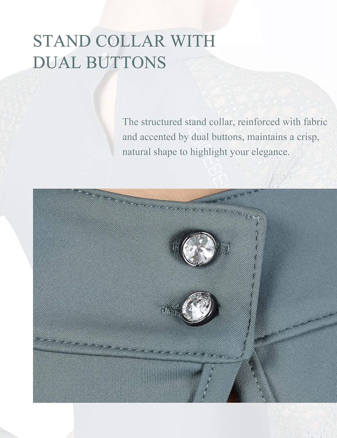 Womens Lace Equestrian Show Shirt, Long Sleeve Breathable Horse Riding Top - Image 3