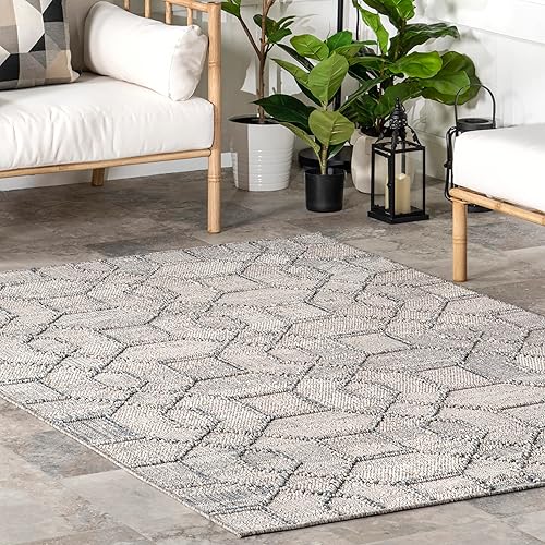 Miniatura 8 de nuLOOM Sandee - Alfombra de área para interiores y exteriores, 4 x 6, color gris claro