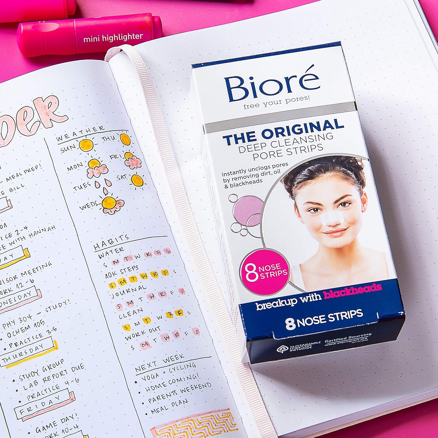 Biore Original, Deep Cleansing Pore Strips, Nose Strips for Blackhead Removal, with Instant Pore Unclogging, features C-Bond Technology, Oil-Free, Non-Comedogenic Use,14 Count, 4-pack : Beauty & Personal Care