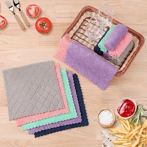 Miniatura 6 de Homaxy Paquete de 12 paños de cocina (10 x 10 pulgadas, multicolor), paños de cocina súper suaves y absorbentes, paños de cocina de secado rápido