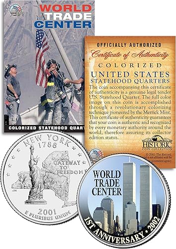 CENTRO MUNDIAL DE COMERCIO 1er Aniversario 9/11 Cuarto del Estado de Nueva York Moneda de los Estados Unidos WTC