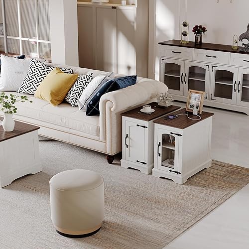 Miniatura 9 de Mesa auxiliar estrecha con estación de carga, mesa auxiliar de 13.8 pulgadas de ancho con almacenamiento para sofá o cama con salidas y puertos USB,