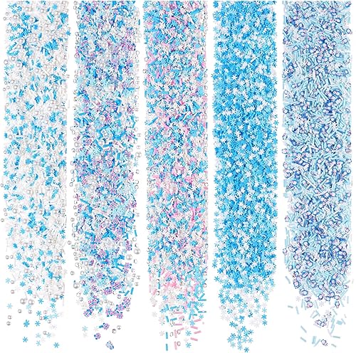 Muñeco de nieve falso de 8.82 oz de copos de nieve, pequeños adornos de arcilla polimérica, rodajas de polímero de copo de nieve, arcilla suave,