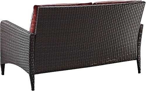 Vista 15 de Crosley Furniture Kiawah Sofá biplaza de mimbre para exteriores, sofá de patio para 2 personas para porche, terraza, patio trasero, azul