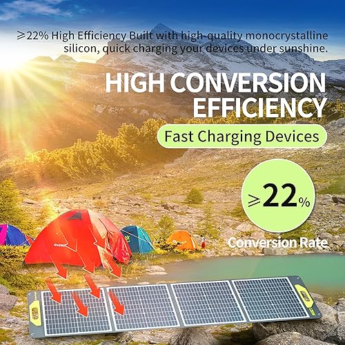 Miniatura 9 de Greenmagic Panel solar portátil de 120 W, 19 V, 120 W, kit de paneles solares plegables con soportes ajustables, impermeable IP65 para campamento,
