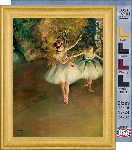 Cabina perdida dos bailarines en un escenario 1874 por Edgar Degas  Impresión en marco biselado dorado  Reproducción de pintura de obras de arte