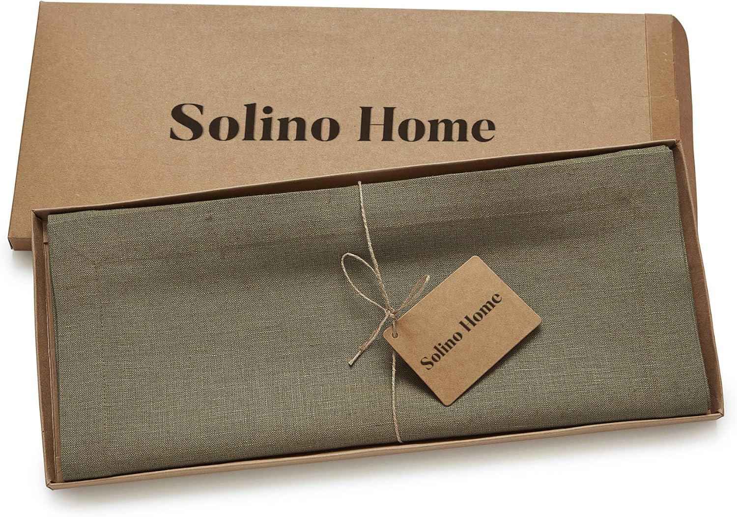 Greatest Product Solino Home Medium Weight Linen Table Runner - 100% Pure Linen Natural Fabric, European Flax Table Runner - 14 x 108 Inch, Olive