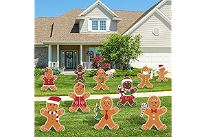10Pcs Holiday Garden Signs with Ground Stakes - Gingerbread House Decorations Outdoor