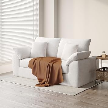 75.6" Modern Loveseat Sofa for Living Room, Cloud Boneless Couches with 4 Pillows, Mid Century Loveseat couches for Small Place, No Assembly Required, Beige