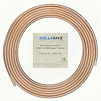 Vista 35 de BELLA BAYS Tubo de cobre de 1/4 de pulgada de diámetro exterior x 0.195 pulgadas de diámetro interior x 100 pies, 99.9% C12200 ASTM B280 Tubería ACR