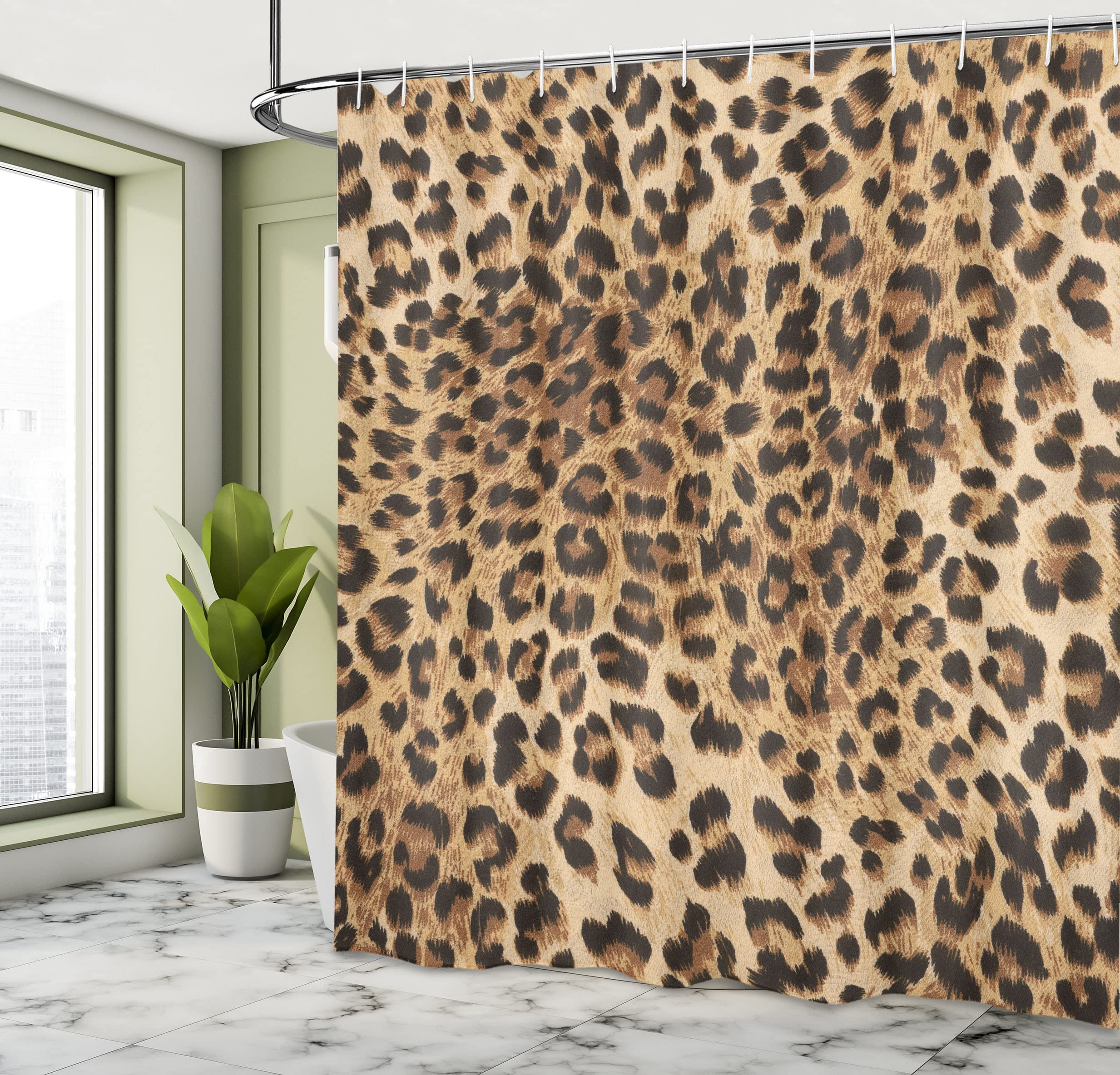 ABAKUHAUS Leopard Print Shower Curtain, Skin Pattern of a Wild Safari Animal Powerful Panthera Big Cat - Image 4
