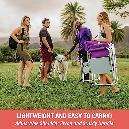 Miniatura 4 de Picnic TIME Silla deportiva con mesa auxiliar, sillas de campamento acolchadas plegables para adultos con taza y panel de accesorios para césped,