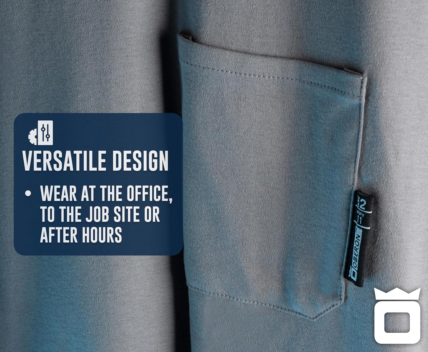 Oberon FR Arc Rated Safety Shirt For Men - Flame Resistant Cotton T-shirt - 11 Cal - Chest Pocket - Navy Blue, Gray - Image 4