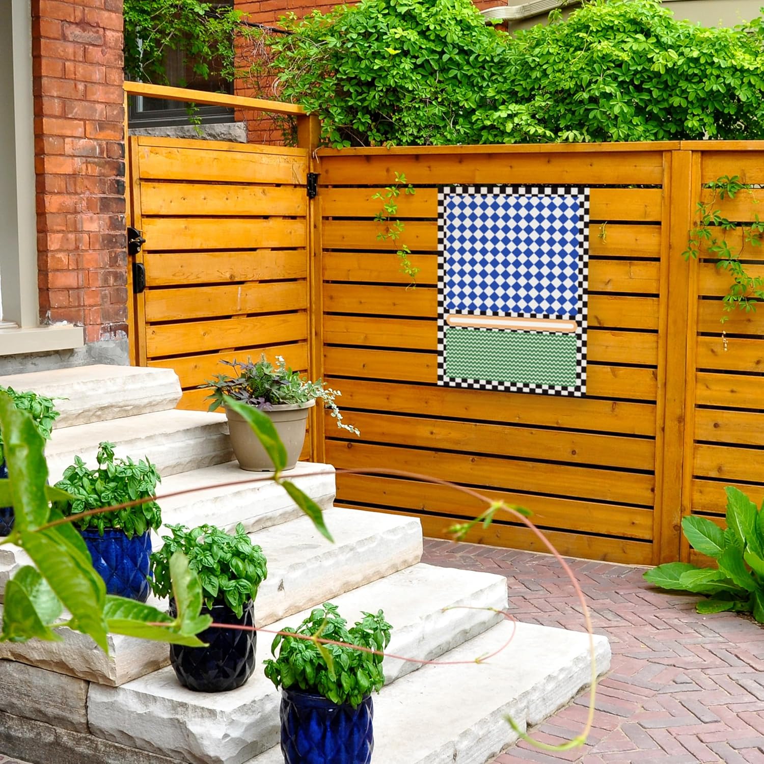 Trademark Fine Art Outdoor Canvas Art - Little Dean 'Checkered rothko inspirration' Wall Art for Outdoor Spaces, Patios, or Gardens