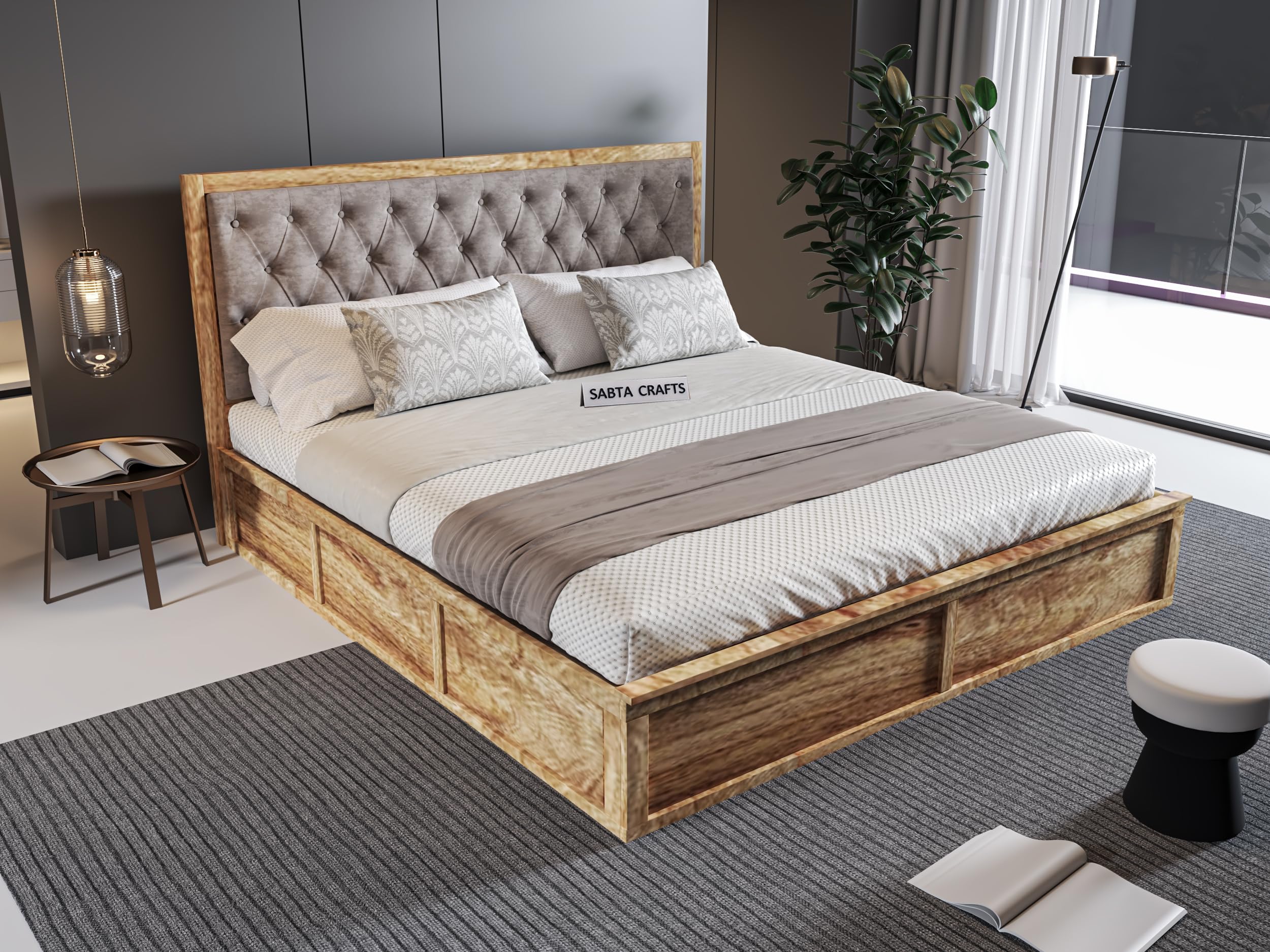 See full amazon price history chart for Sheeshamwallah Wooden Queen Size Bed with Box Storage for Bedroom, Brown Upholstered Cushioned Headboard, Solid Sheesham Wood, Pine Finish, Mattress Size: 78 X 60 in Sheeshamwallah Wooden Queen Size Bed with Box Storage for Bedroom, Brown Upholstered Cushioned Headboard, Solid Sheesham Wood, Pine Finish, Mattress Size: 78 X 60 in (B0DFV1C74G) Amazon Price History, Amazon Price Tracker
