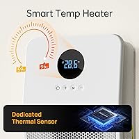 Vista 7 de Electric Space Heater, 3-IN-1 Portable Heater for Wall Mount/Hook/Desktop, Remote&Thermostat, 3 Modes, 24H Timer, 1500W PTC Fast Heating Ceramic
