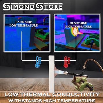 SIMOND STORE Insulating Fire Bricks - 2500F Rated 0.75 x 4.5 x 9, Soft Fire Bricks for Forge Furnace Kiln Pizza Oven Wood Stove Fireplace Fire Pit Jewelry Soldering Heat Insulation Block, 6-Pack
